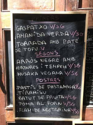 Menu at L'Hortet in Barcelona