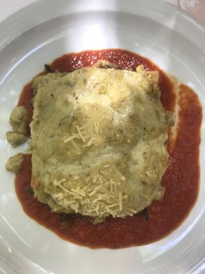 Vegan spinach lasagna at L'Hortet in Barcelona