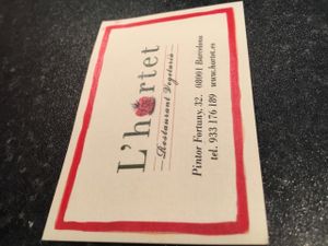 Business card at L'Hortet in Barcelona