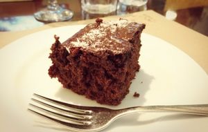 Gluten free Vegan chocolate cake at L'Hortet in Barcelona