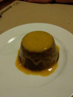 Chocolate Blancmange with Mango Sauce at L'Hortet in Barcelona