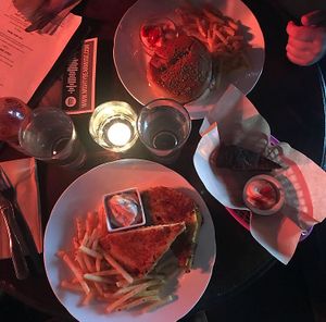 Seitanic burger, burnt sandwich, and Kraftafla (potato cake). Really delicious! at Veganaes in Reykjavik