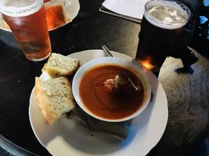 Soup with gorgeous beer-bread! ❤️ at Veganaes in Reykjavik
