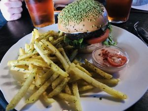 The burger tasted really and also the fries were yummi   at Veganaes in Reykjavik