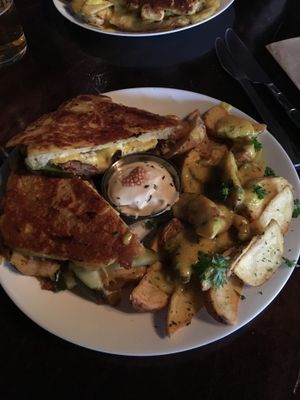 Seitan sandwich with potato wedges  at Veganaes in Reykjavik