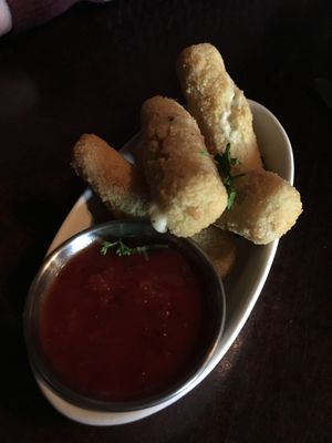 Vegan cheese sticks with marina sauce  at Veganaes in Reykjavik