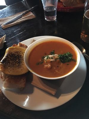 Soup of the day with cheesy bread  at Veganaes in Reykjavik