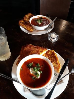 Combo: soup of rhe day (tomato) and burn sandWitch. at Veganaes in Reykjavik