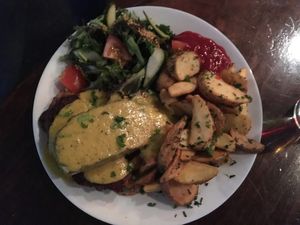 Seitan steak dinner  at Veganaes in Reykjavik