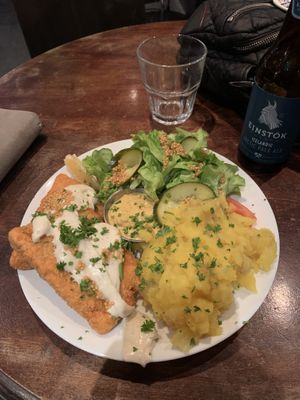 Mr Fish needs a dose of flavor and less crust  at Veganaes in Reykjavik