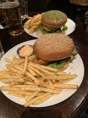 Fish ish burger and Setainic burger  at Veganaes in Reykjavik
