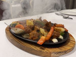 Sizzling Mongolian “chicken"  at Michael's Oriental Restaurant in Eight Mile Plains