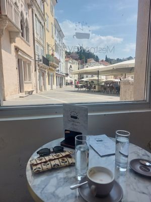 View from the coffee table inside at Mestna Kavarna in Piran