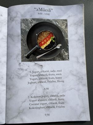 Menu  at Mestna Kavarna in Piran