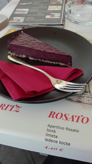 Blueberry cake at Mestna Kavarna in Piran