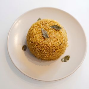 Yellow rice (aromatic basmati rice)  at Sri Lankan Curry Bowl in Zagreb