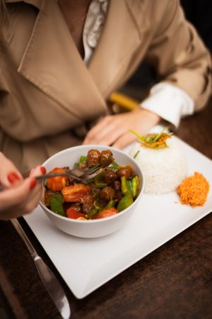 Deviled dish with soya (vegan) at Sri Lankan Curry Bowl in Zagreb