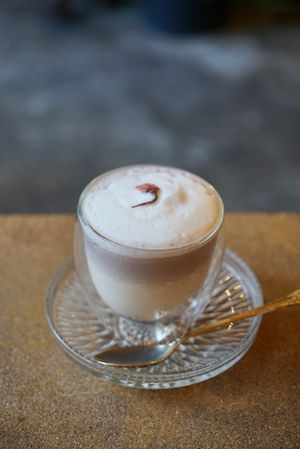 Seasonal Drink:Red bean milk at Vegan Cafe PQ's in Tokyo