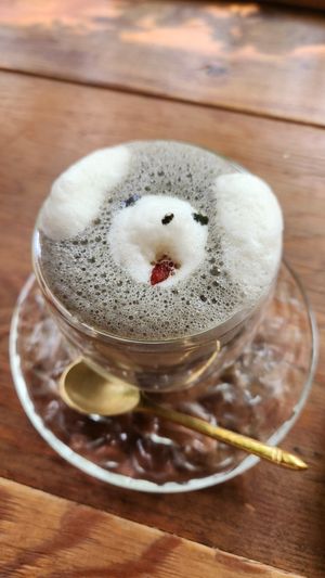 Wanchan (doggy) sesame latte at Vegan Cafe PQ's in Tokyo
