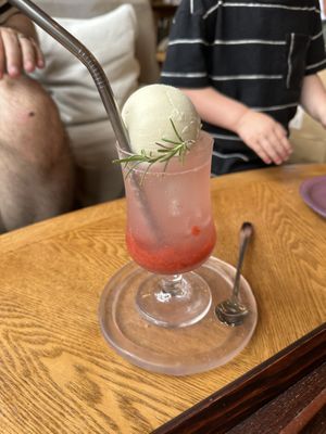 Strawberry float  at Vegan Cafe PQ's in Tokyo