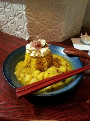 Curry with soy cream at Vegan Cafe PQ's in Tokyo