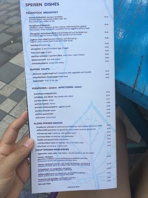Menu part 1 at Cafe Kunst Haus in Vienna