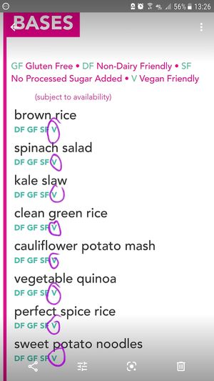 Base choices all vegan... at Fresh Kitchen - Westshore in Tampa