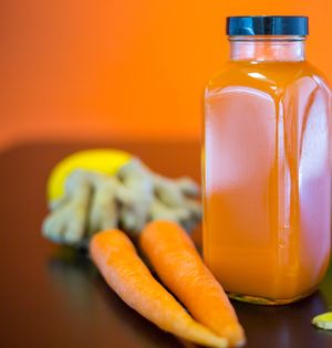 100% Organic Orange, Carrot, Apple, Lemon, Ginger at Raw Earth Juicery in Fresno