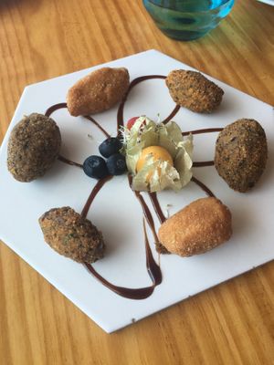 Croquetas. My favorite was the artichoke one.  at Cor de Carxofa in Benicarlo