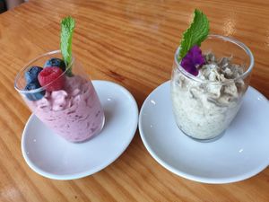 Mousse de alcachofa y frutos rojos at Cor de Carxofa in Benicarlo