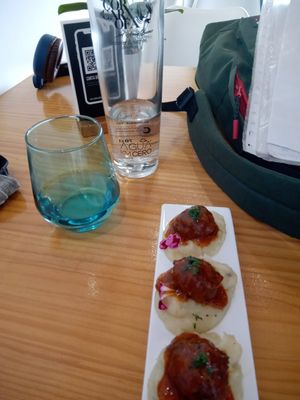 Maravilloso. Albóndigas de carne vegana heura con puré de patatas y salsa. Muy rico todo. Muy saciante. at Cor de Carxofa in Benicarlo