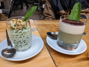 Desert, the best:  Artichoke Panna Cotta & pistachio mousse at Cor de Carxofa in Benicarlo