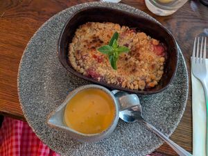vegan allotment cobbler with vegan custard at The Cunning Man in Reading