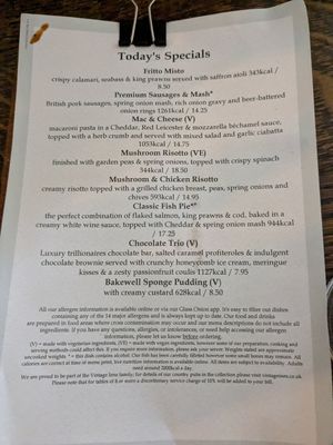 specials menu 06/2025 at The Cunning Man in Reading