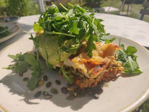 Vegan lasagna at Byvägen35 in Sankt Olof
