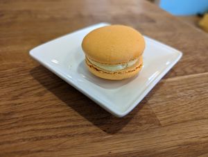 Mango macaron (amazingly good) at Hullabaloo in Ipswich