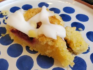 Raspberry Bakewell tart at Hullabaloo in Ipswich