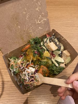 Great lunch! Kale pomegranate salad was favourite with Japanese tofu salad in close second. Pumpkin was very filling but also a bit too sweet at Nood Food - Pacific Place in Hong Kong Island