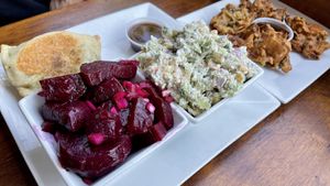 Beet salad and Cole slaw - my favorite!  at Sweet Cherubim Restaurant and Bakery in Vancouver