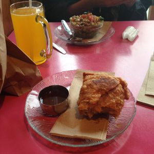 my fave potato pea samosa ! at Sweet Cherubim Restaurant and Bakery in Vancouver