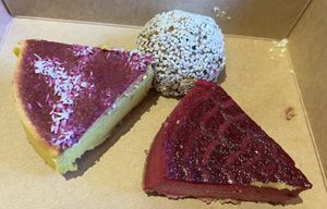 Raw vegan cakes   at Sweet Cherubim Restaurant and Bakery in Vancouver