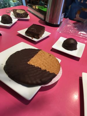 nanaimo bar, bliss ball, chocolate macaroon cookie  at Sweet Cherubim Restaurant and Bakery in Vancouver