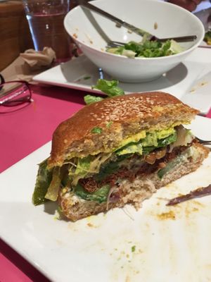 veggies burger with vegan cheese  at Sweet Cherubim Restaurant and Bakery in Vancouver
