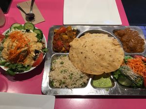 California salad and Thali at Sweet Cherubim Restaurant and Bakery in Vancouver