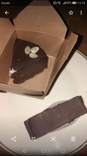Chocolate cake and brownie at Sweet Cherubim Restaurant and Bakery in Vancouver