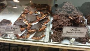 Raspberry pecan caramel, quinoa Swiss Rocher... vegan desserts at Sweet Cherubim Restaurant and Bakery in Vancouver