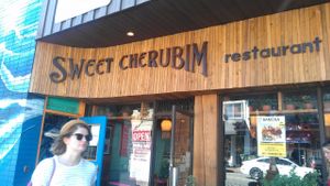 outside at Sweet Cherubim Restaurant and Bakery in Vancouver