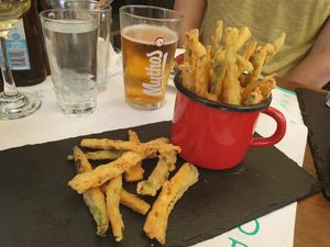 Fried zucchini yum! at Portego in Crete