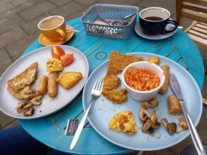 Great breakfast and amazing vegan egg at PEK in Dover