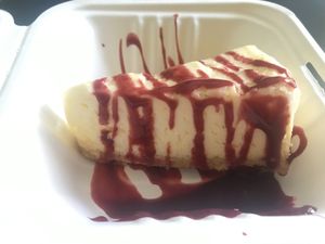 Cheesecake with Raspberry Coulis  at PEK in Dover